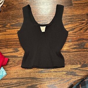 Black Ribbed Women's Top